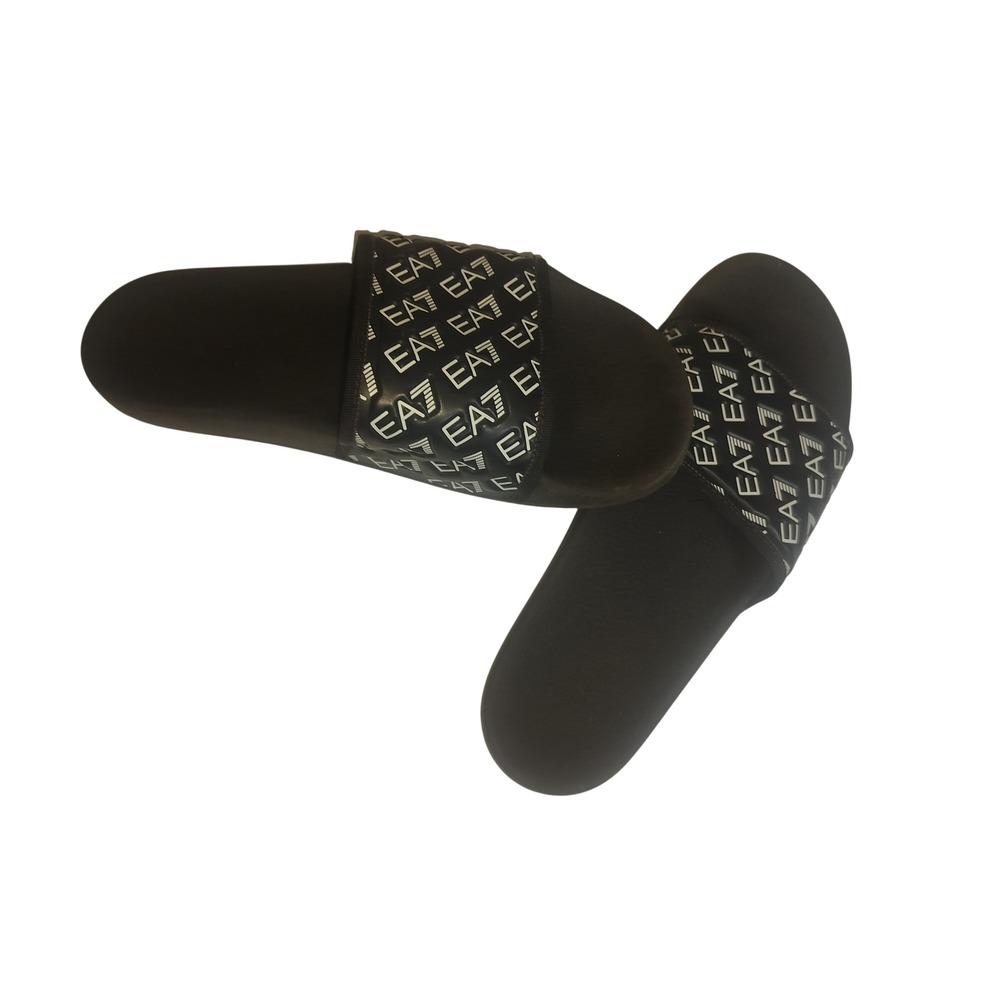 Emporio Armani EA7 Mens Black‎ Logo Print Slide Sandals Size 43 10